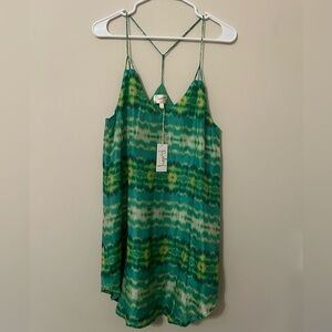 Rieley Collection Silk Slip Dress Size Medium Green Multi NWT